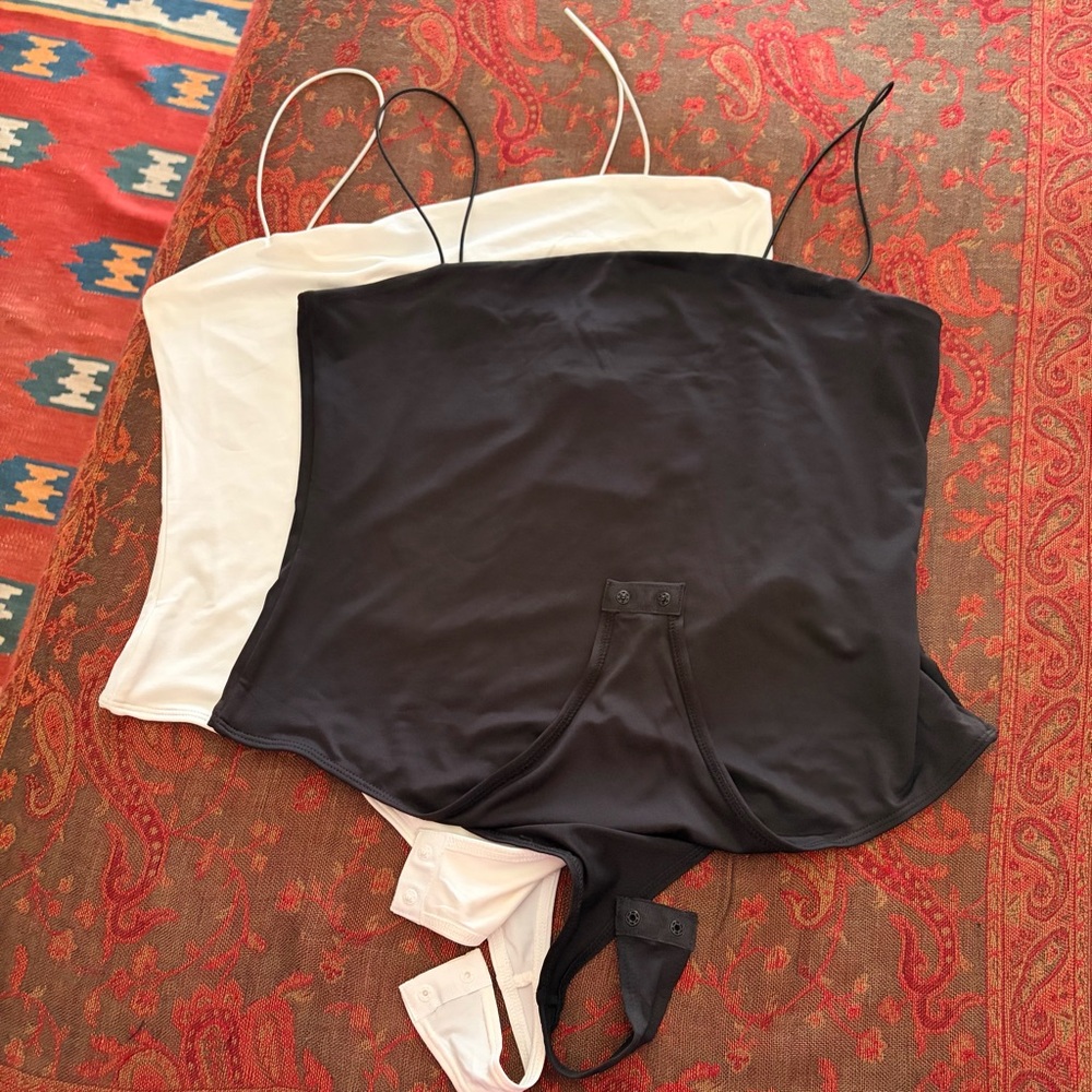 H&M NEW Women’s Bundle 2x Bodysuit Thongs With Elastic Shoulder Straps Size L
